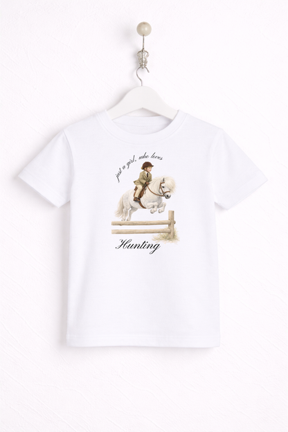 Just a little girl or boy, who loves Hunting T Shirt