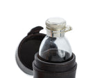 Glass Mounted Saddle Flask and Leather Case