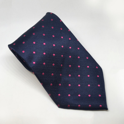 Polka Dot Show Tie - Navy/ Pink