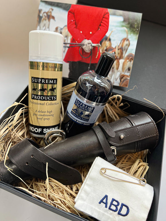 Personalised Hunting Stock / Hoof Spray - Shampoo/ flask Gift Box